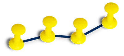 chart showing steady growth using pushpins